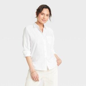 NWT Universal Thread Long Sleeve Classic Button-Down Shirt - White XS